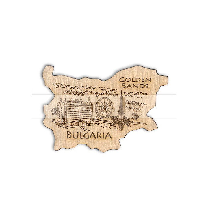Дървен магнитен сувенир Златни пясъци - 12-mdGS-0006