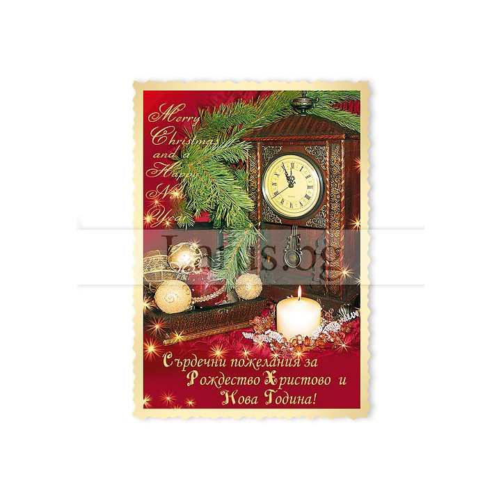 Коледна магнит-картичка със златно фолио 15-NSF-0048