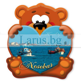 Магнитен сувенир Несебър - Мече със сърце