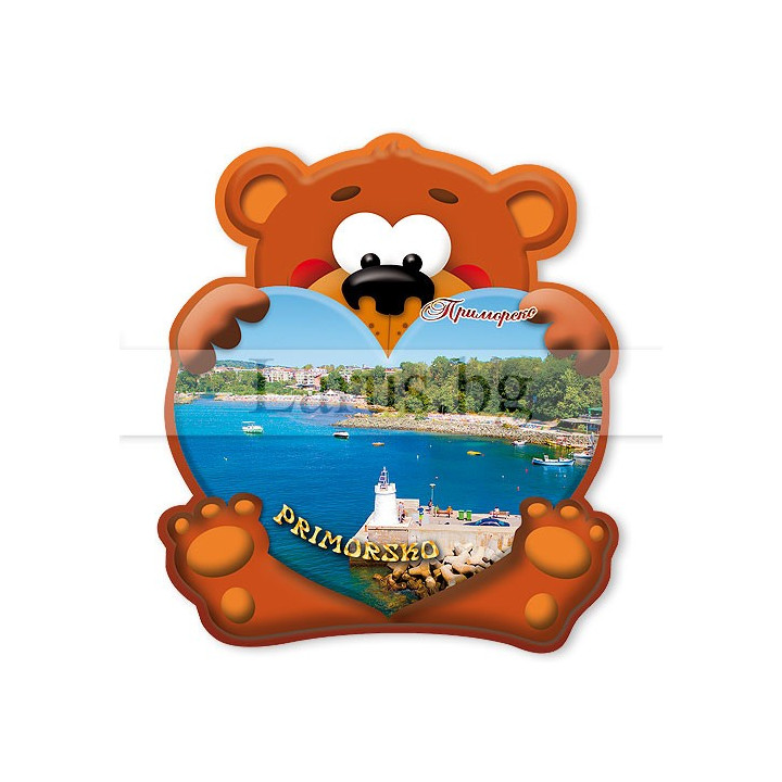 Магнитен сувенир Приморско - мече със сърце