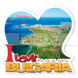 Магнитен сувенир Созопол и Санта Марина - I love Bulgaria