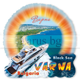 Магнитен сувенир Варна с яхта - Сувенири от България