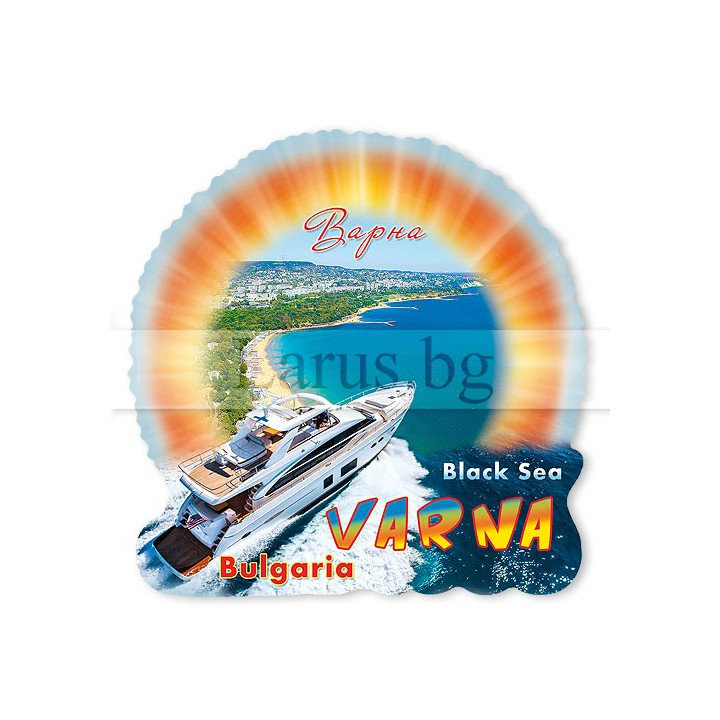 Магнитен сувенир Варна с яхта - Сувенири от България