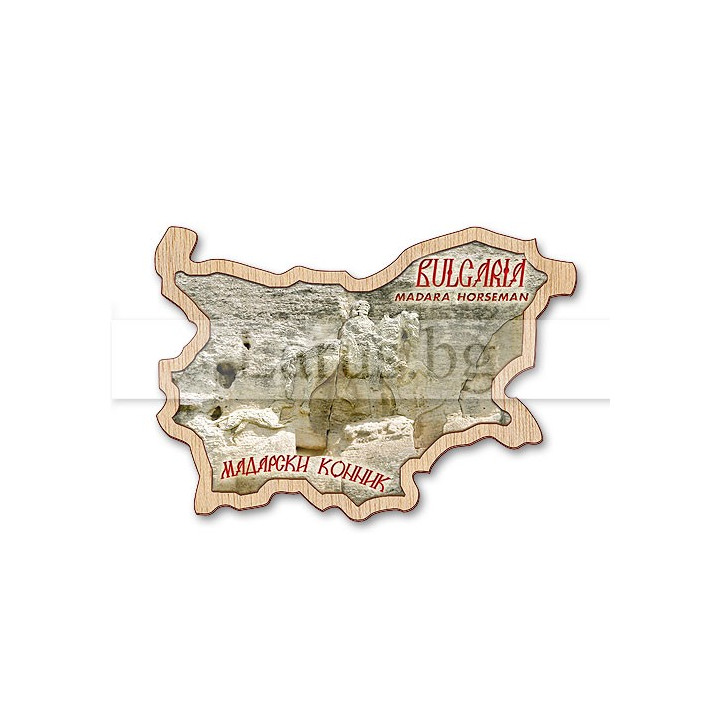 Дървен магнит Мадарски конник - Сувенир от България