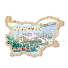 Дървен магнитен сувенир Боровец - България