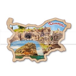 Магнитен сувенир Калиакра - Дървен сувенир с карта на България