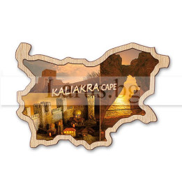 Дървен магнитен сувенир Калиакра - Карта на България