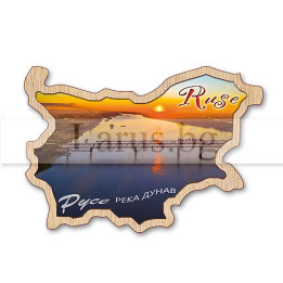 Дървен магнитен сувенир Русе - Река Дунав | Сувенири от България