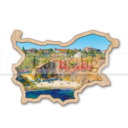 Магнитен сувенир Резово - Дървена карта на България