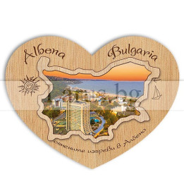 Магнитен сувенир Албена с дървен елемент 12-mdAL-0024