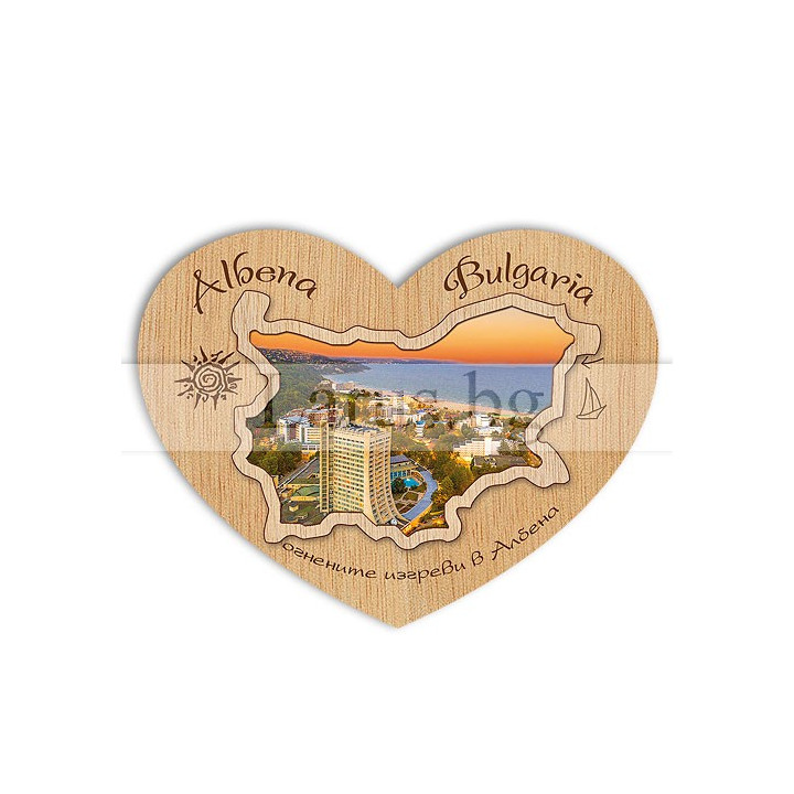 Магнитен сувенир Албена с дървен елемент 12-mdAL-0024