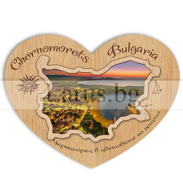 Магнитен сувенир Черноморец - Дървено сърце