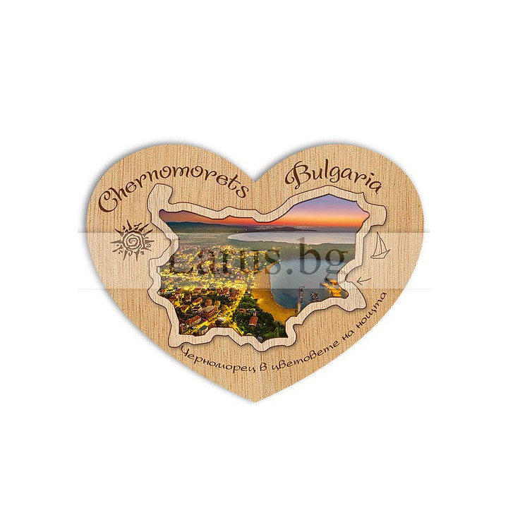 Магнитен сувенир Черноморец - Дървено сърце