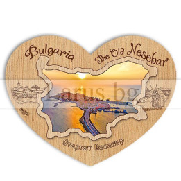 Дървен магнитен сувенир Старият Несебър - 12-mdNE-0051