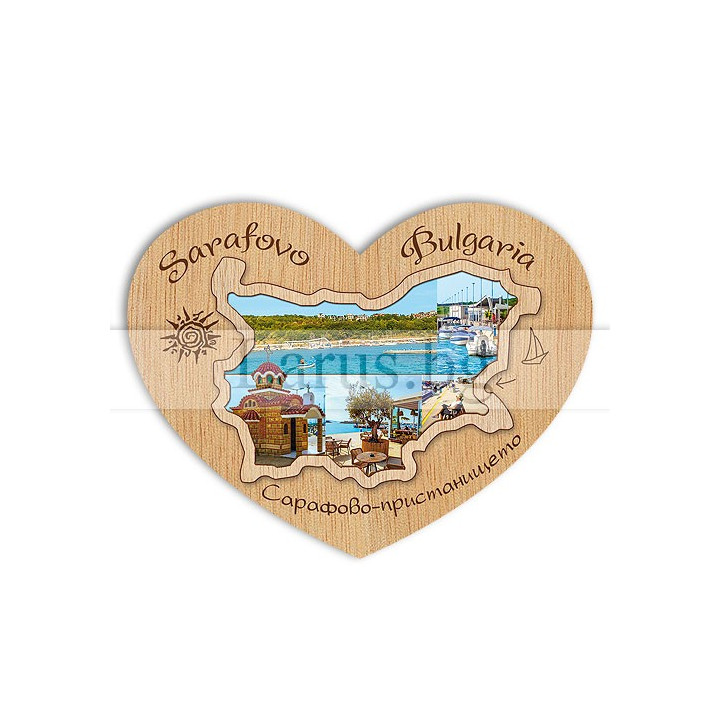 Магнитен сувенир Сарафово - Дървен сувенир от България