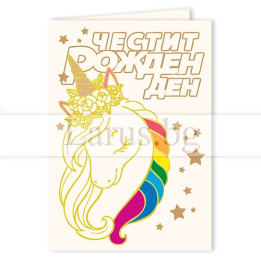 Поздравителна Мини-Лукс за рожден ден ,,Пони с шарена грива" -  0317 1-PM-0317