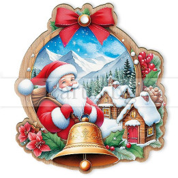 Коледен 3D настолен сувенир - Дядо Коледа и камбана